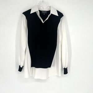 Frank Lyman Shirt Womens XS Collared Preppy‎ Vest Layered Academia Oversized